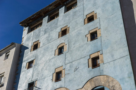 Blue building, Old and typical houses of the Spanish city of Cuenca,のeditorial素材