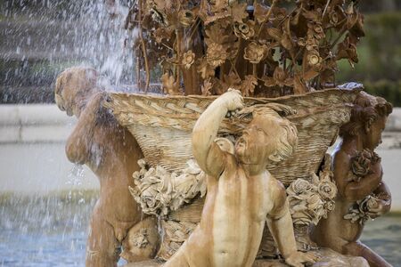 Figures and bronze sculptures, Fountains and gardens of the palace of Aranjuez in Madrid, Spainのeditorial素材