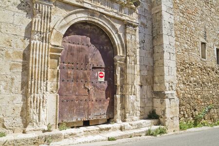 Church of San Miguel, Romanesque transition, thirteenth century. Brihuega, spainの写真素材