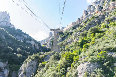 Peak, Cable car of the Montserrat Monastery in Barcelona, Catalonia, Spainの写真素材
