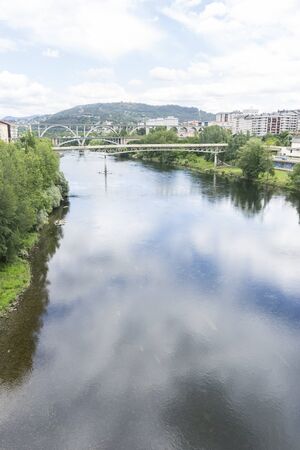 Landscape, Mi?o river passing through Orense Roman city located in Galicia. Spainの写真素材