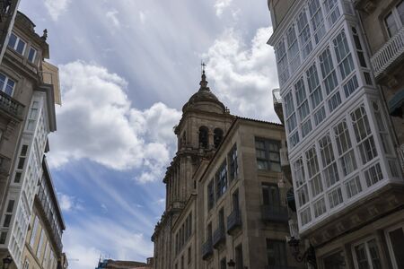 Old and classic buildings of the Spanish city of Orense, Galiciaの写真素材