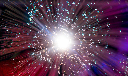 fiber optics, fiber threads for ultra fast internet communications, thin light threads that move...