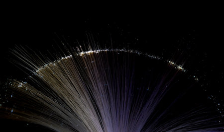fiber optic showing data or internet communication conceptの写真素材