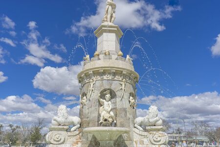 Tourism, Fountain of the Mariblanca in Aranjuez close to the palace, Madrid (Spain)の写真素材