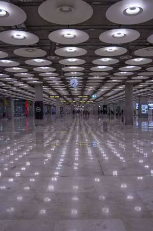 Madrid, Spain - MARCH 22 2018: Barajas International Airport Terminal interior. Duty free Madrid Arrival shop inside Adolfo Suarez airport.のeditorial素材