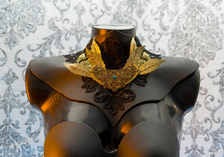 Sexy gothic wedding dress. takes pieces in gold and precious metal lace on black corset. handmade...