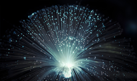light fiber optics, fiber threads for ultra fast internet communications, thin light threads that move information at high speedの写真素材