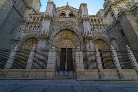Toledo - Cathedral Primada Santa Maria de Toledo facade spanish church Gothic styleの写真素材
