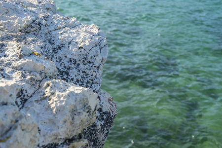 Green Sea, Broken coast (Costa quebrada) at Playa de San Juan de la Canal, Soto de la Marina, Spainの写真素材