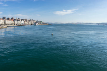 Sunshine, View of the Santander Bay in Spain. Cantabrian Sea north of the Iberian Peninsula