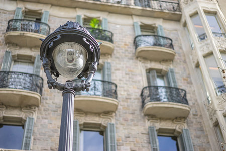 Facades and traditional architecture in the old town of Barcelona, Spain