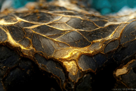 golden background with waters in gold and colored inks. decorative image for events, weddings or eleganceの写真素材