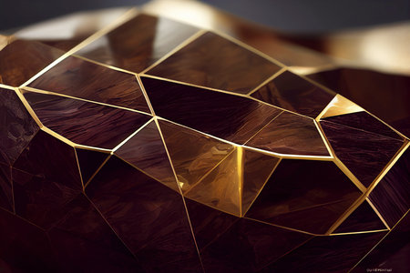 geometric golden background with carbon fiber or hexagons with gold waters and colored inks. decorative image for events, weddings or eleganceの写真素材