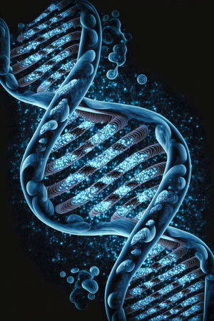 image of dna chain, science, hereditary values ââââand health. image to illustrate articles of science, medicine and health, created with Generative AI technologyの素材