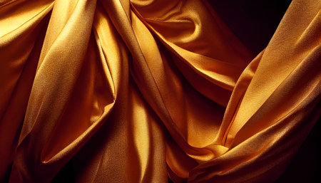 Golden Fabric Weave Illustration: A Luxurious Depiction of Soft and Shimmering Textile Art created with Generative AI technologyの素材