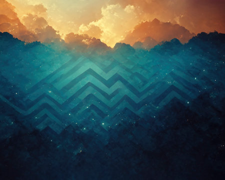 abstract decorative background in textured blues and gold and bluish tones, decorative background or wallpaper created with Generative AI technologyの素材