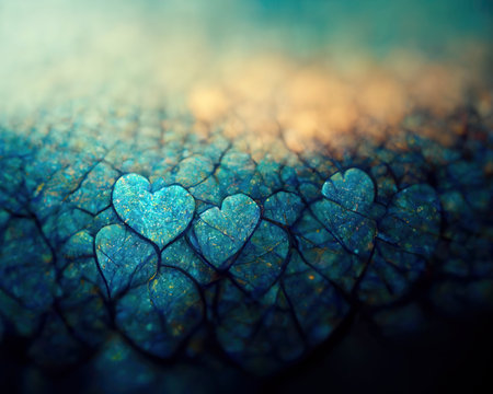 abstract decorative background in textured blues and gold and bluish tones, decorative background or wallpaper created with Generative AI technologyの素材