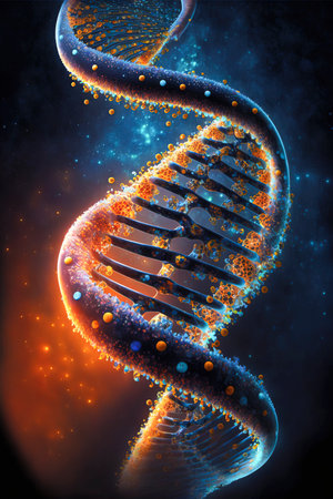 Mutation, image of dna chain, science, hereditary values ââââand health. image to illustrate articles of science, medicine and health, created with Generative AI technologyの素材