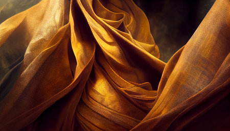 Golden Fabric Weave Illustration: A Luxurious Depiction of Soft and Shimmering Textile Art created with Generative AI technologyの素材
