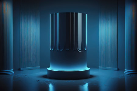 3d stage with circular mezzanine for product presentation or main sample. creative background design. presentation, created with Generative AI technologyの素材