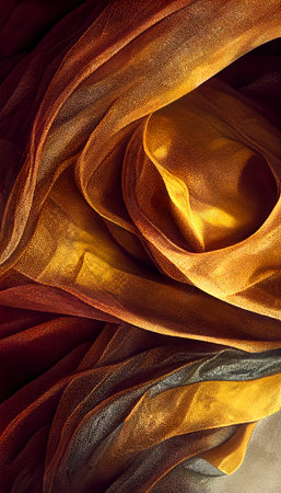 Golden Fabric Weave Illustration: A Luxurious Depiction of Soft and Shimmering Textile Art created with Generative AI technologyの素材