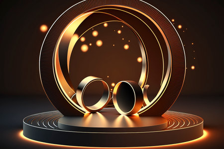 3d stage with circular mezzanine for product presentation or main sample. creative background design. presentation, created with Generative AI technologyの素材