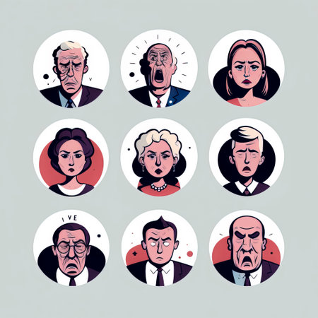 Angry Business Avatars Illustration: Collection of Frustrated User Profiles for Corporate Communication created with Generative AI technologyの素材