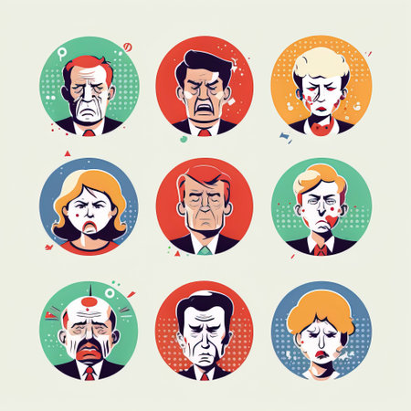 Angry Business Avatars Illustration: Collection of Frustrated User Profiles for Corporate Communication created with Generative AI technologyの素材
