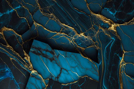 Illustration of a Luxurious White and Blue Marble Wall with Intricate Gold Trim and Accents, Perfect for Elegant and Sophisticated Interior Designs, created with Generative AI technologyの素材