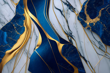 Illustration of a Luxurious White and Blue Marble Wall with Intricate Gold Trim and Accents, Perfect for Elegant and Sophisticated Interior Designs, created with Generative AI technologyの素材