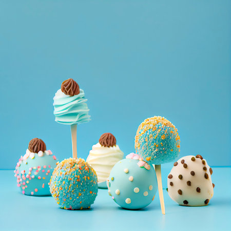 An Illustration of a Set of Vibrant and Delicious Candy Lollipops in Assorted Colors, Perfect for Sweet-Toothed Individuals and Those Who Love Bright, with Each Lollipop Featuring a Unique and Eye-Catching Pattern or Flavor. created with Generative AI technologyの素材