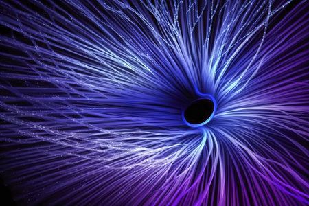 An Eye-Catching Illustration of Vibrant Colored Light Rays Radiating on a Soft and Dreamy Blurred Backgroun. This Artwork Captures the Energetic and Playful Feeling of Light and Colors created with Generative AI technologyの素材