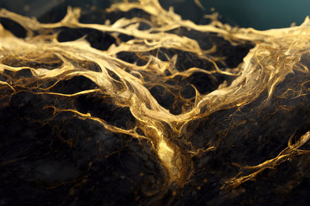 golden background with waters in gold and colored inks. decorative image for events, weddings or eleganceの素材