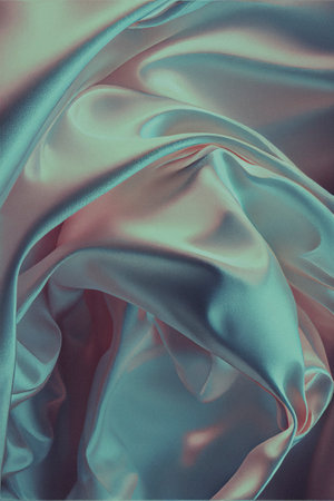 silk fabric with pink and light blue satin colors created with Generative AI technologyの素材