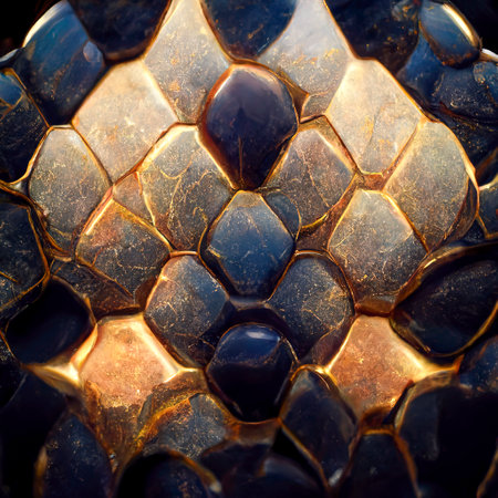 texture of dragon or armadillo scales, image of tough skin with colored scalesの素材