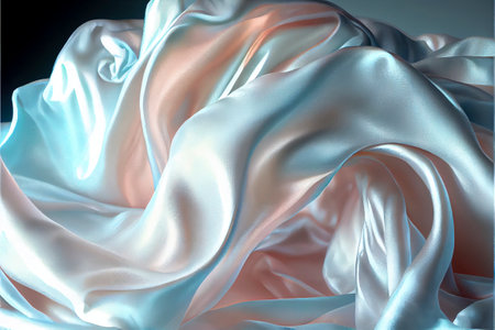 silk fabric with pink and light blue satin colors created with Generative AI technologyの素材