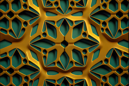 Luxury, geometric textures in gold and green or jade or jasper, pieces of jewelry made with parametric designsの素材