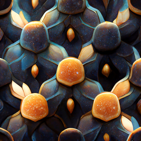 texture of dragon or armadillo scales, image of tough skin with colored scalesの素材