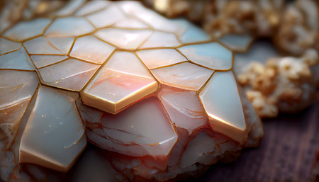 piece of white marble with fine golden threads, kintsugi, japanese art. decorative pieces for jewelry or luxury background created with Generative AI technologyの素材