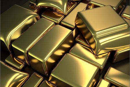 gold bars and investment coins. concept of savings and long-term earningsの素材