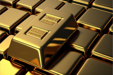 gold bars and investment coins. concept of savings and long-term earningsの素材
