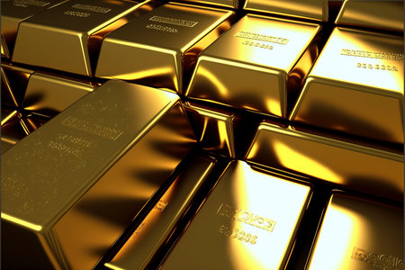 gold bars and investment coins. concept of savings and long-term earningsの素材