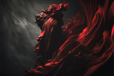 Red fabric of intense fabric with movement. fabric in the wind, fabric for graphic design and photographers, created with Generative AI technologyの素材
