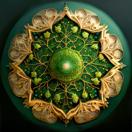 triskel, tree of life, symbol of nature and natural mandala. symbolic image of Celtic, Nordic and Slavic cultures created with Generative AI technologyの素材