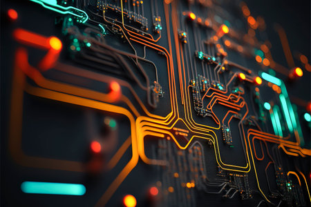circuit with computer information processor, mind of a computer equipment created with Generative AI technologyの素材