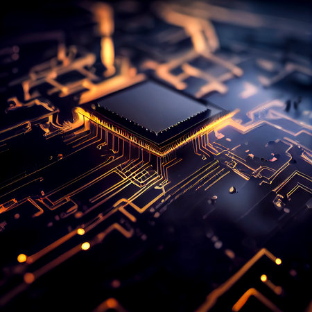 circuit cpu computer brain connected to computer equipment parts, created with Generative AI technologyの素材