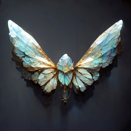 Fluttering Elegance: A Captivating Image of Delicate Butterfly Wings in a Gorgeous Display of Nature's Beauty created with Generative AI technologyの素材