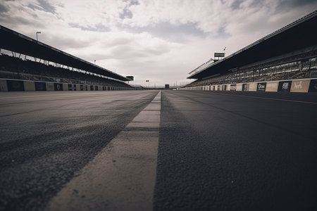 The Perfect Finish: Racing into the Sunset on the Circuit created with Generative AI technologyの素材
