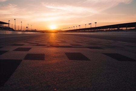 Speeding into the Sunset: The Perfect Setting for a Thrilling Race created with Generative AI technologyの素材